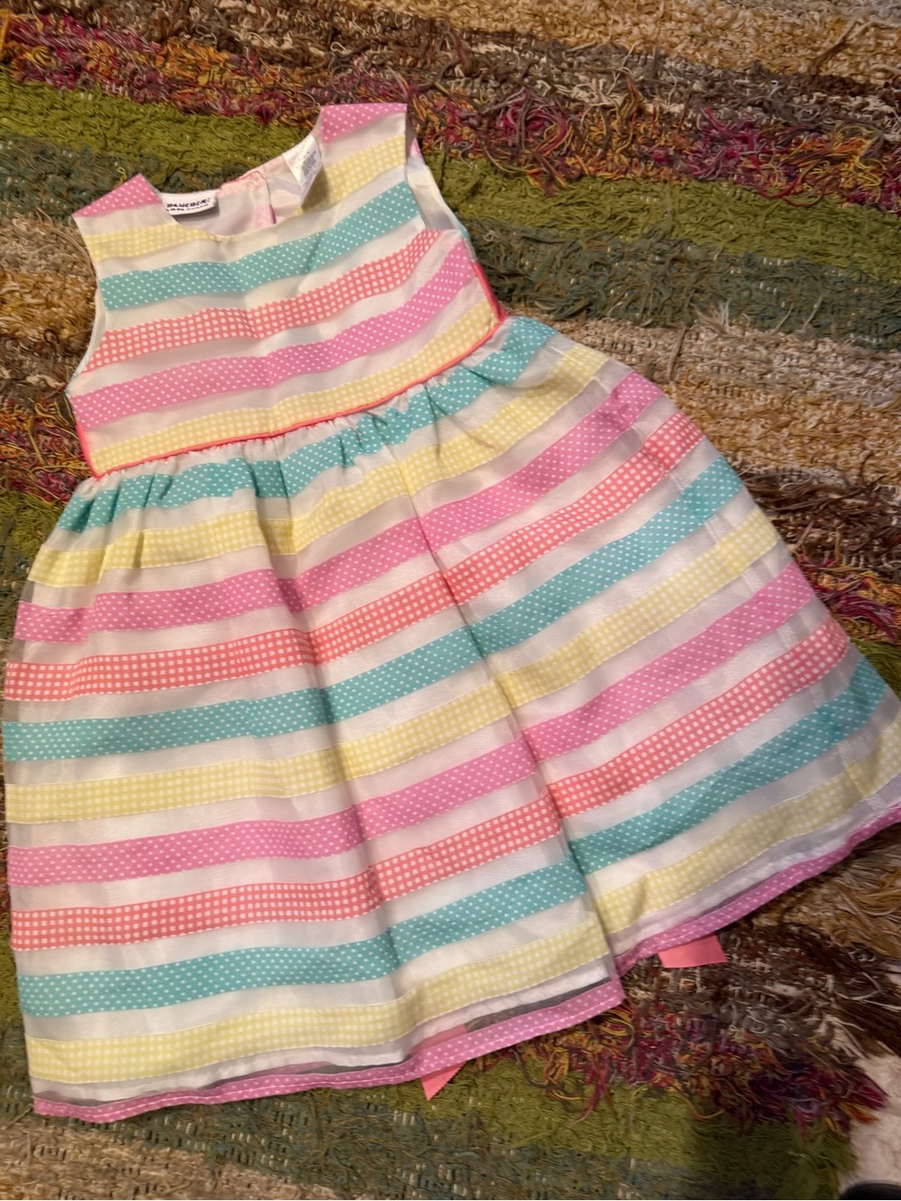 Blueberi boulevard Girls' Pastel Striped Sleeveless Dress - Size 5!